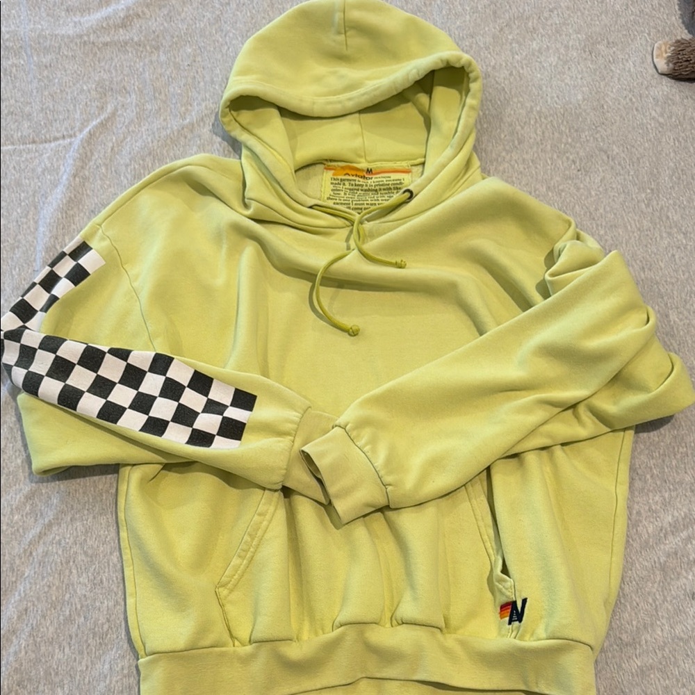 Medium aviator nation yellow checkered hoodie